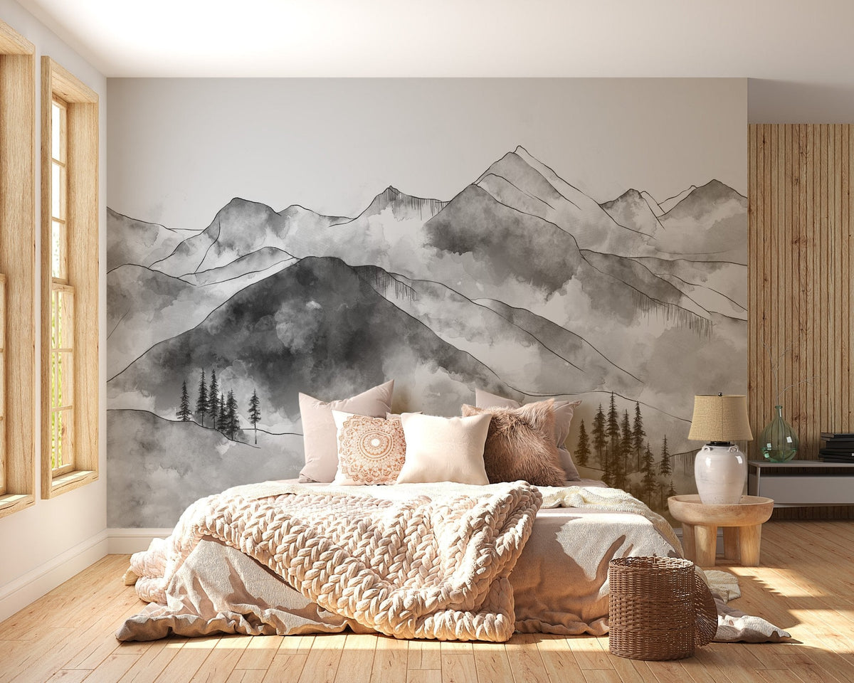 Papel pintado Aravis mountains en blanco y negro