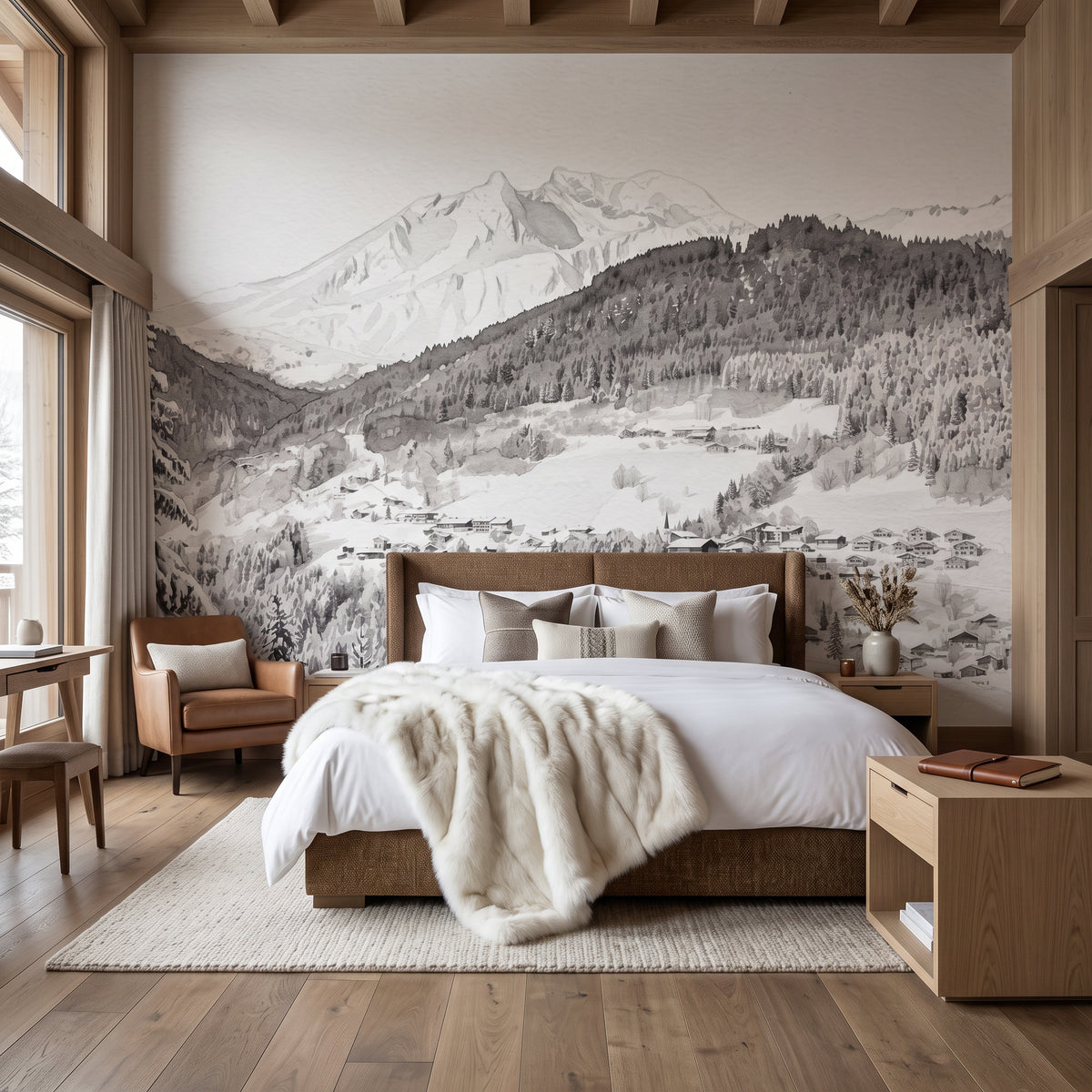 Papel pintado panorámico de Morzine: esquí, chalet, montaña