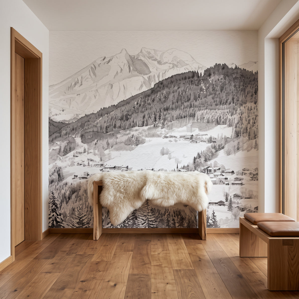 Papel pintado panorámico de Morzine: esquí, chalet, montaña