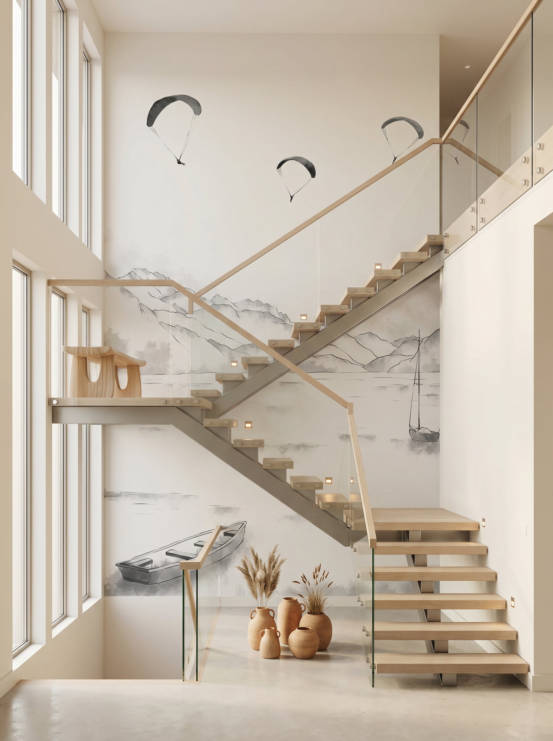 Papier peint escalier - Annecy, Cimes & Art - Muralconcept