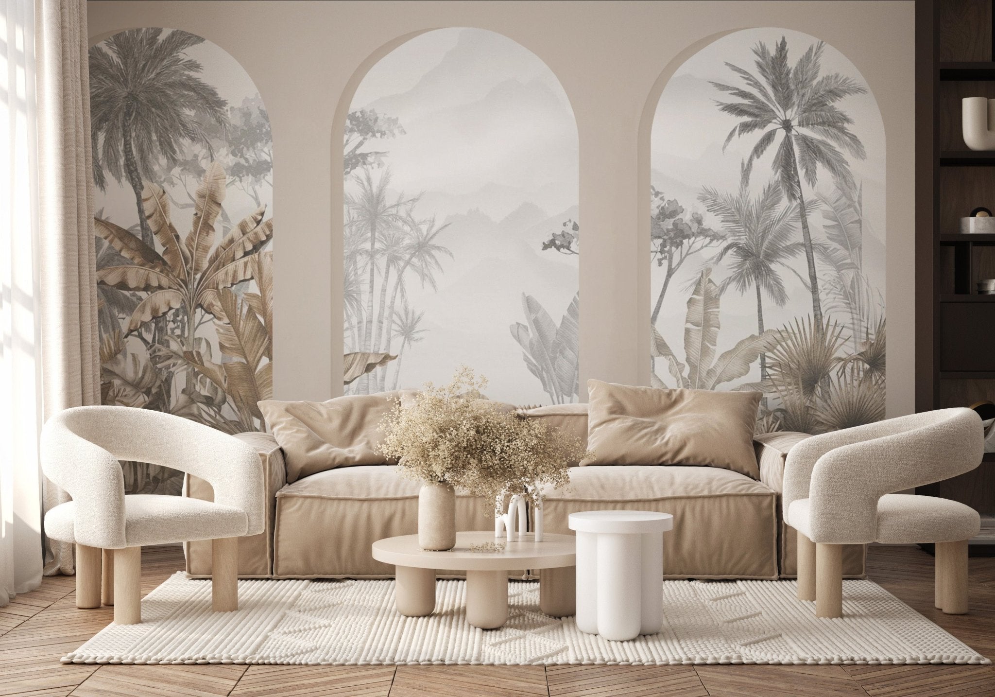 Papier peint arches tropicales sépia, XXL, tendance