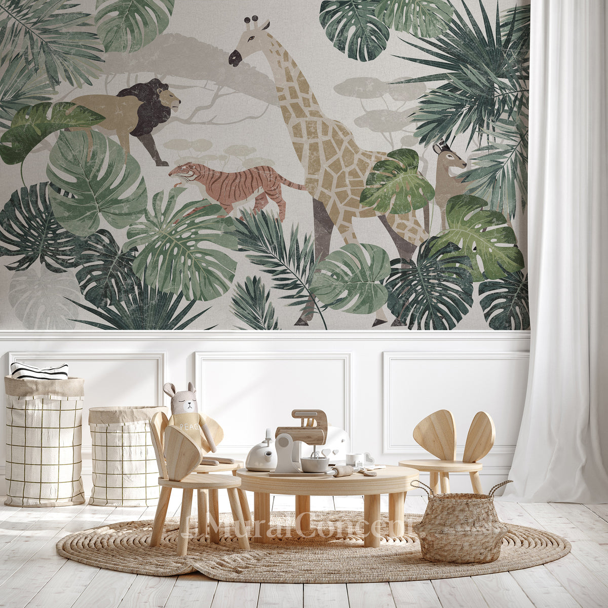 Papel pintado dormitorio infantil jungle kid