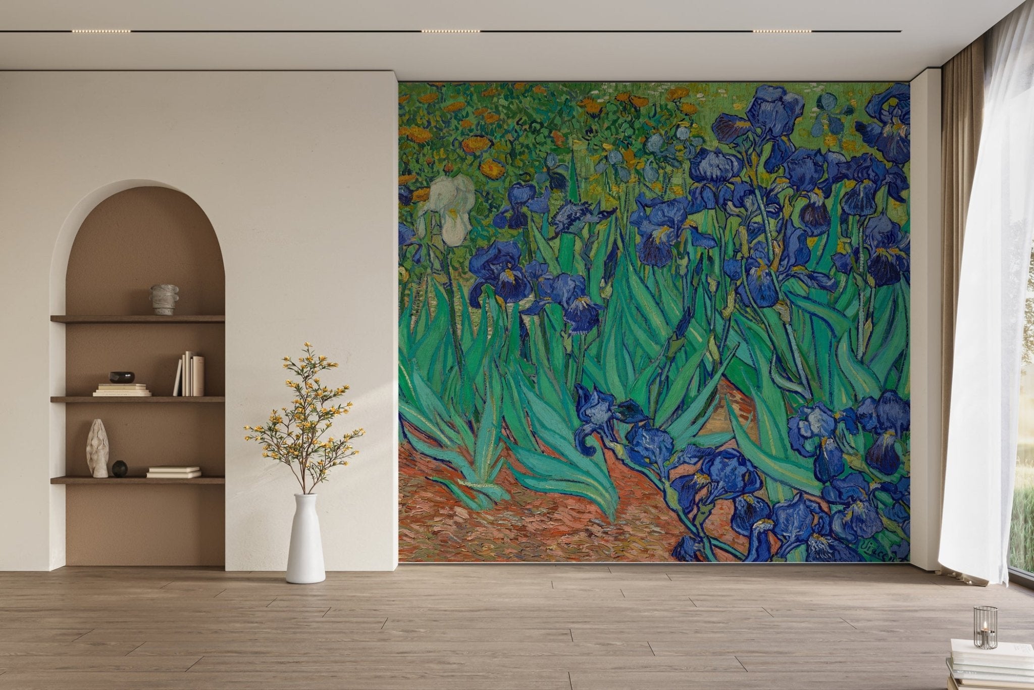 Papier peint fleur Iris, mural concept, tendance