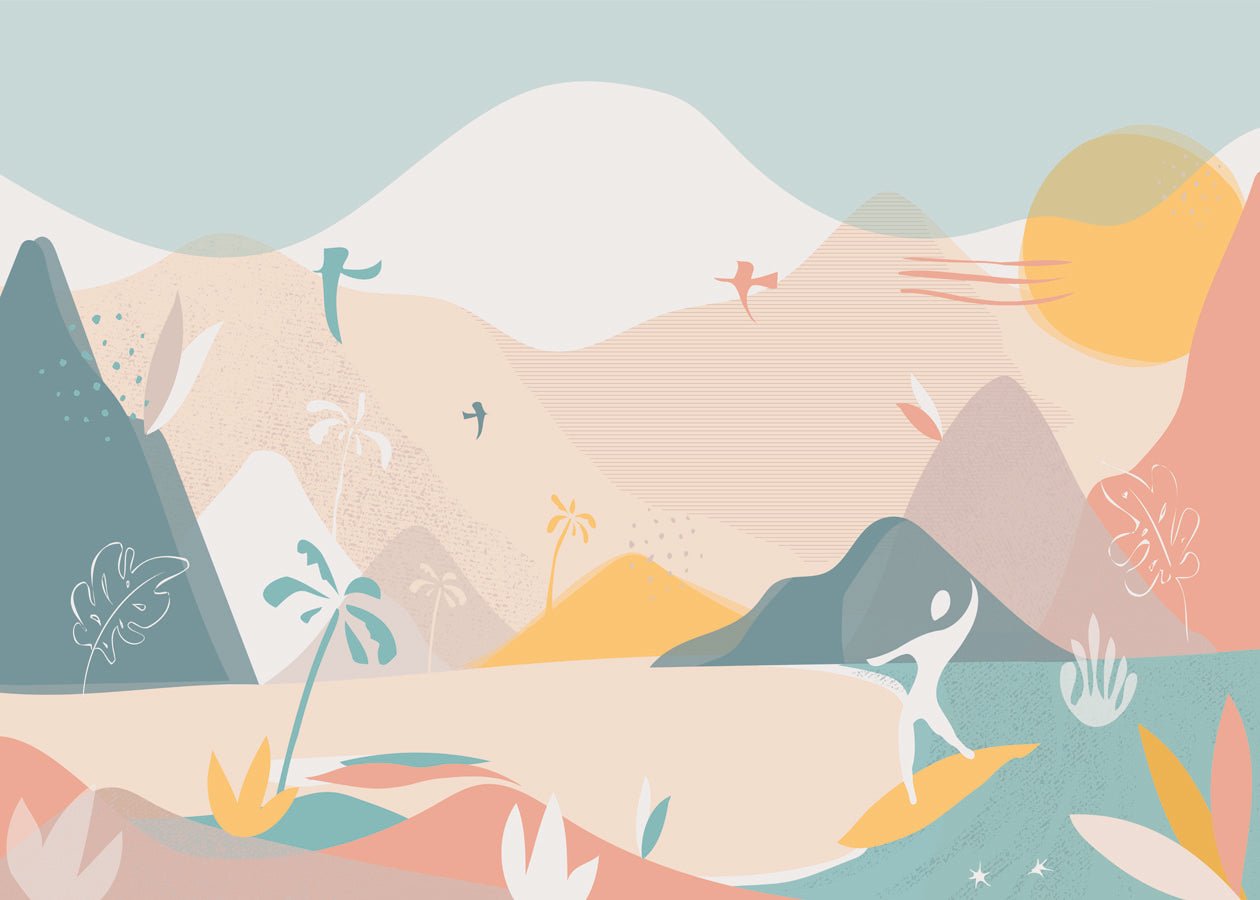 Papier peint panoramique art déco beach, mural concept, tendance