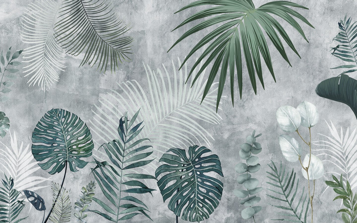 Papier peint wc Biophilic Jungle Monochrome, mural concept, tendance