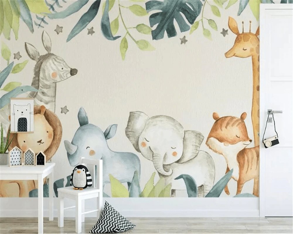 Papier peint Animaux de la jungle pour enfant - papier peint sur mesure francais - muralconcept
