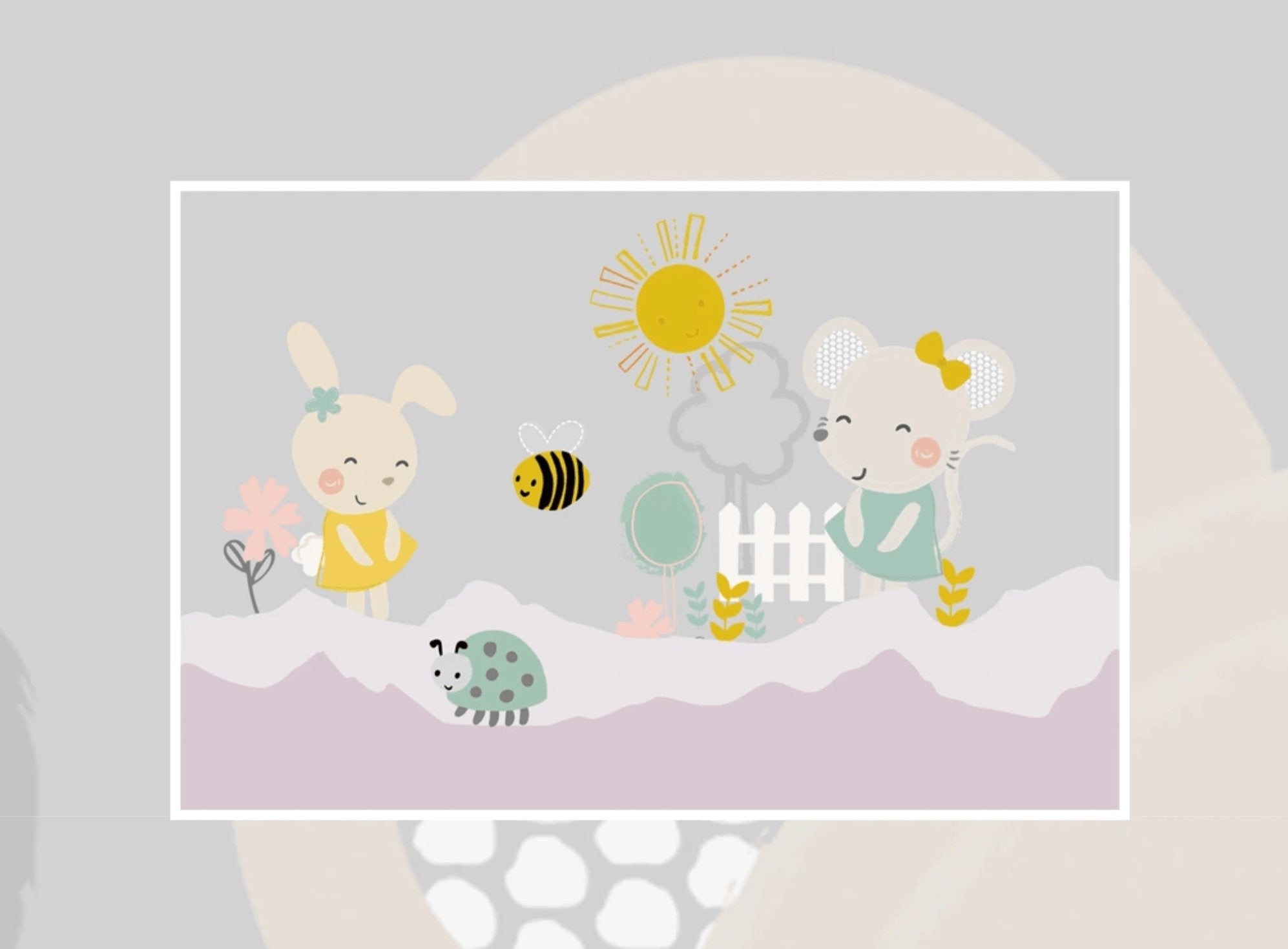 Papier peint bébé souris abeille - papier peint sur mesure francais - muralconcept