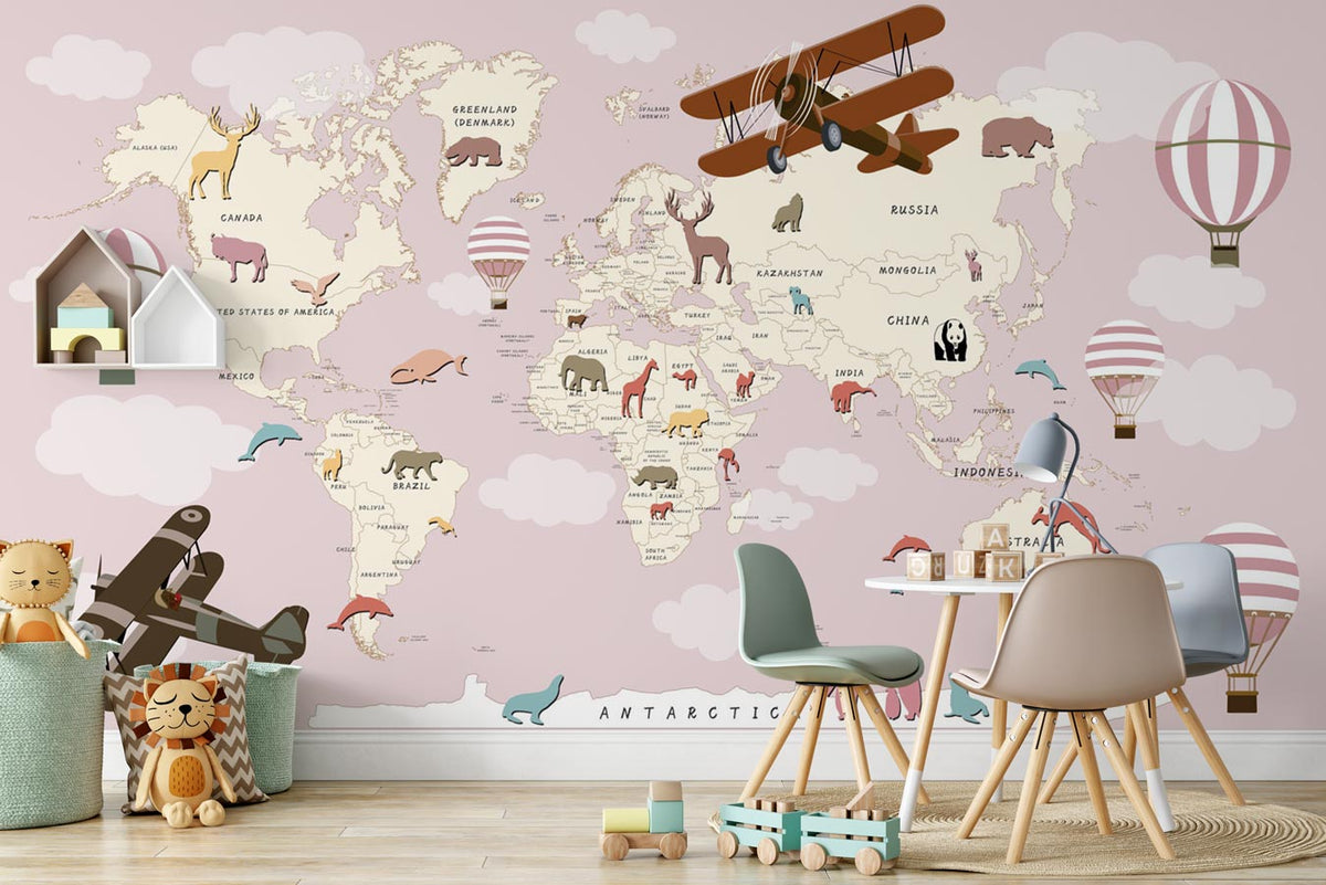 Wallpaper World World Carte Girl Airplane