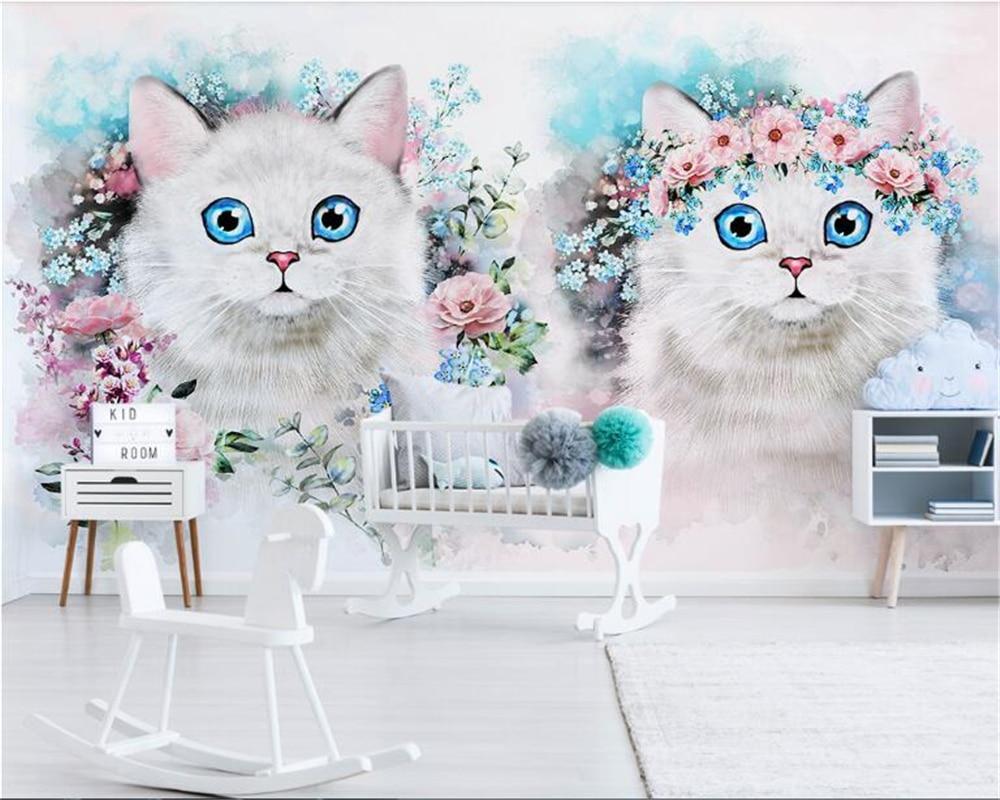 Papier peint Chaton aux yeux bleus - papier peint sur mesure francais - muralconcept