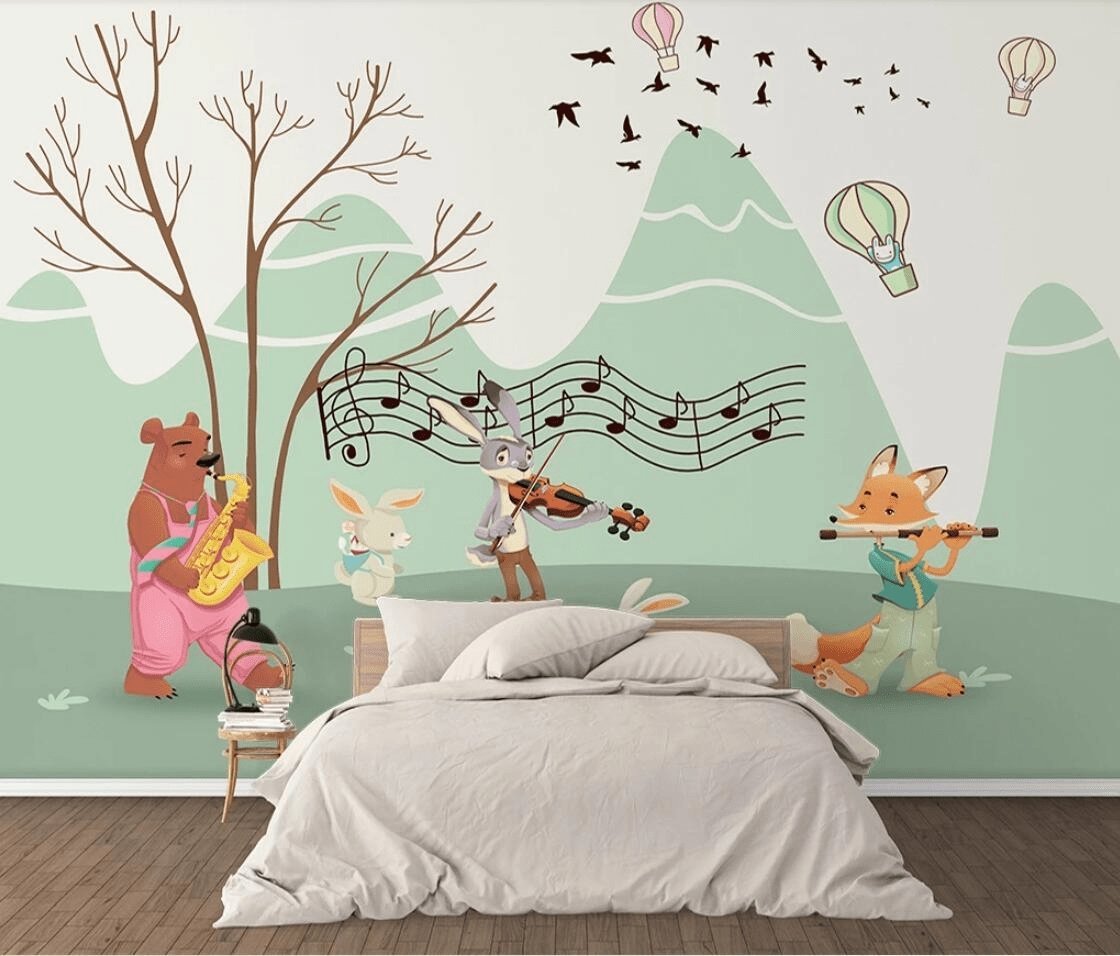 Fondo de pantalla infantil de animales en la música