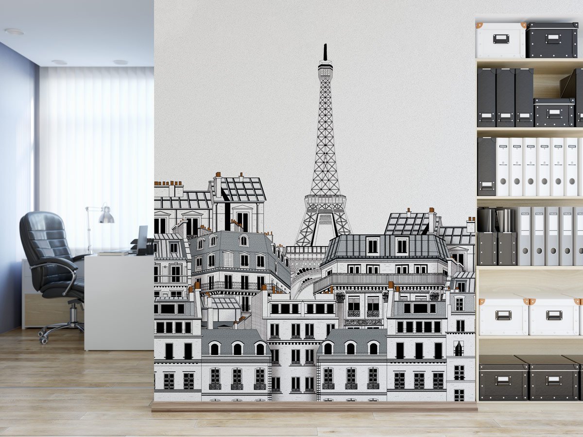 Papier peint Français les toits Parisiens - papier peint sur mesure francais - muralconcept