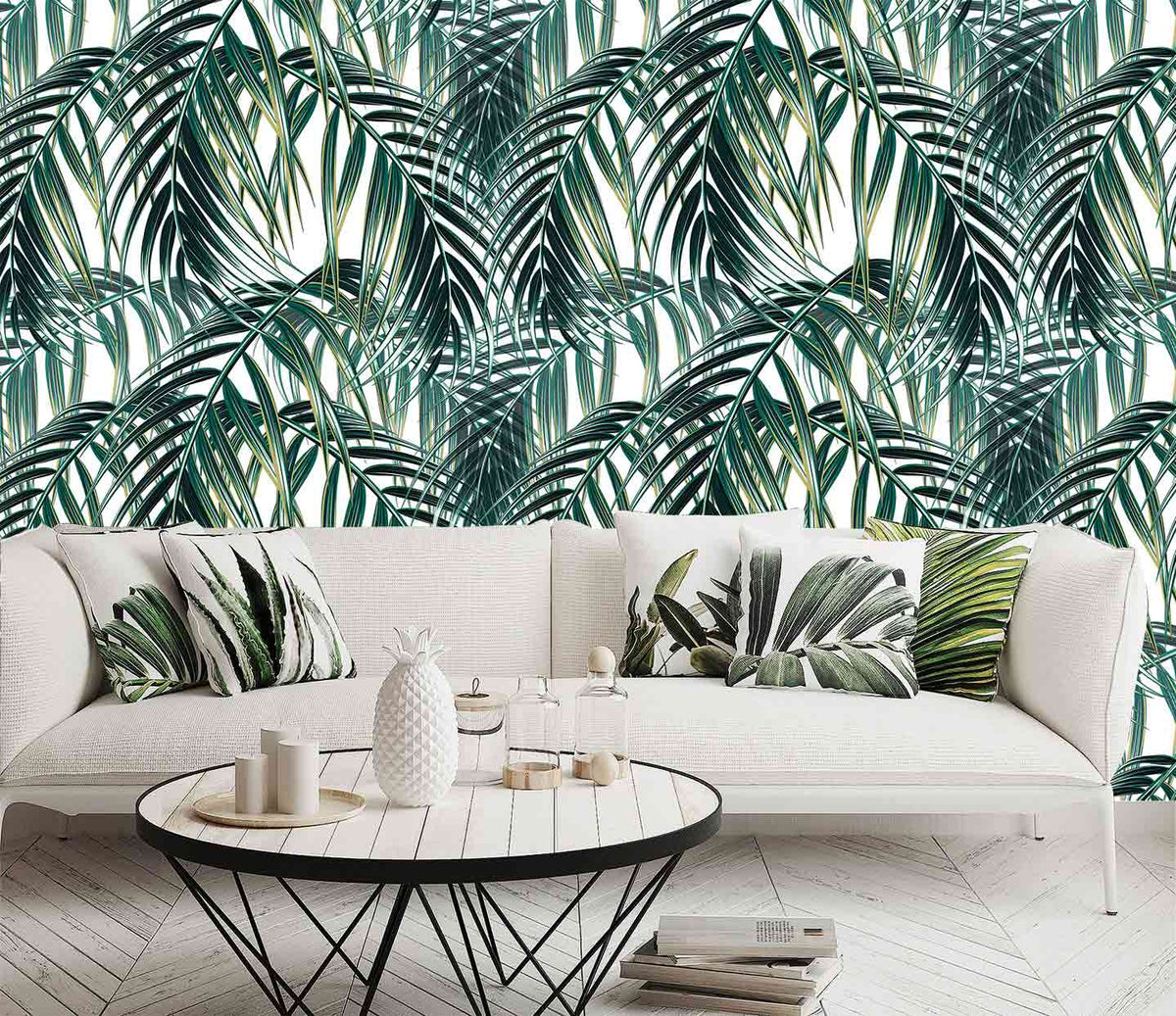 Papel pintado no tejido de hojas de palmera Nature