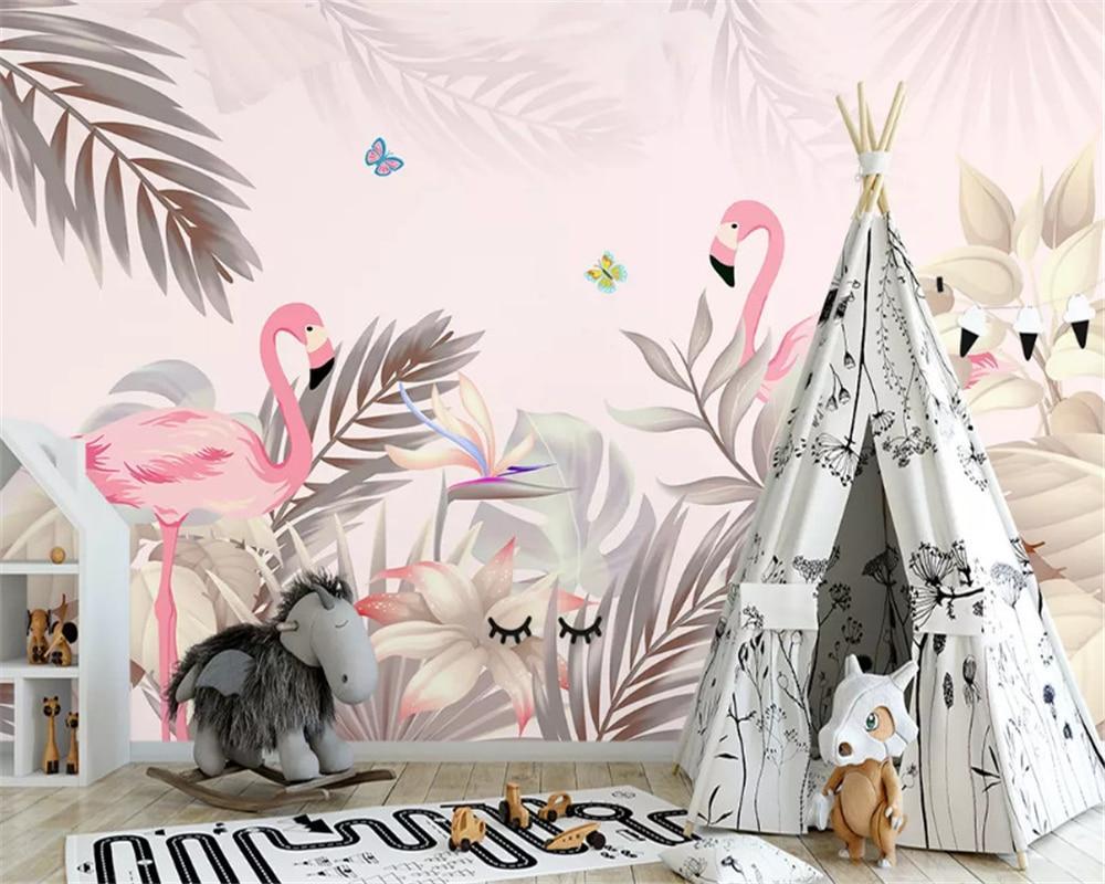 Papier peint Palm & Flamant Rose - papier peint sur mesure francais - muralconcept