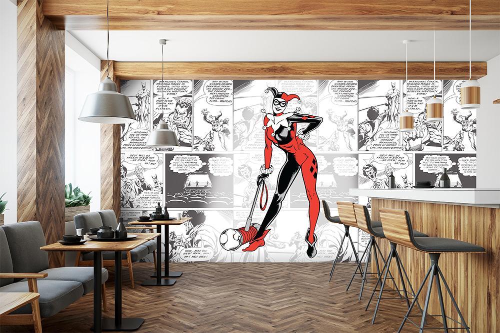 Fondo de pantalla panorámico de cómics de aventuras de Harley Quinn