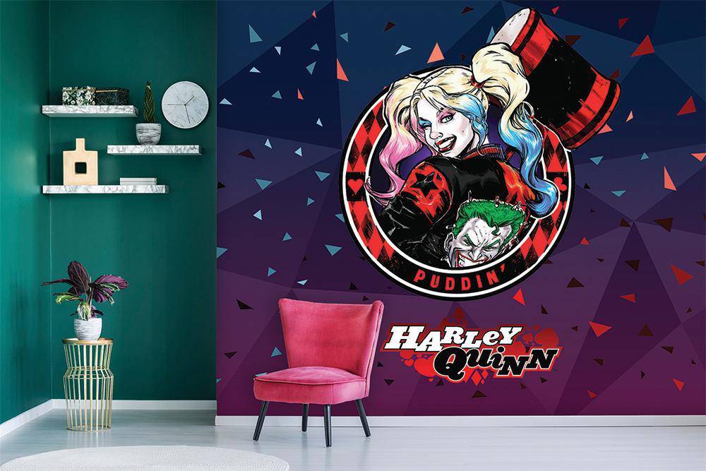 Harley quinn icono del pop rock cómic papel pintado panorámico