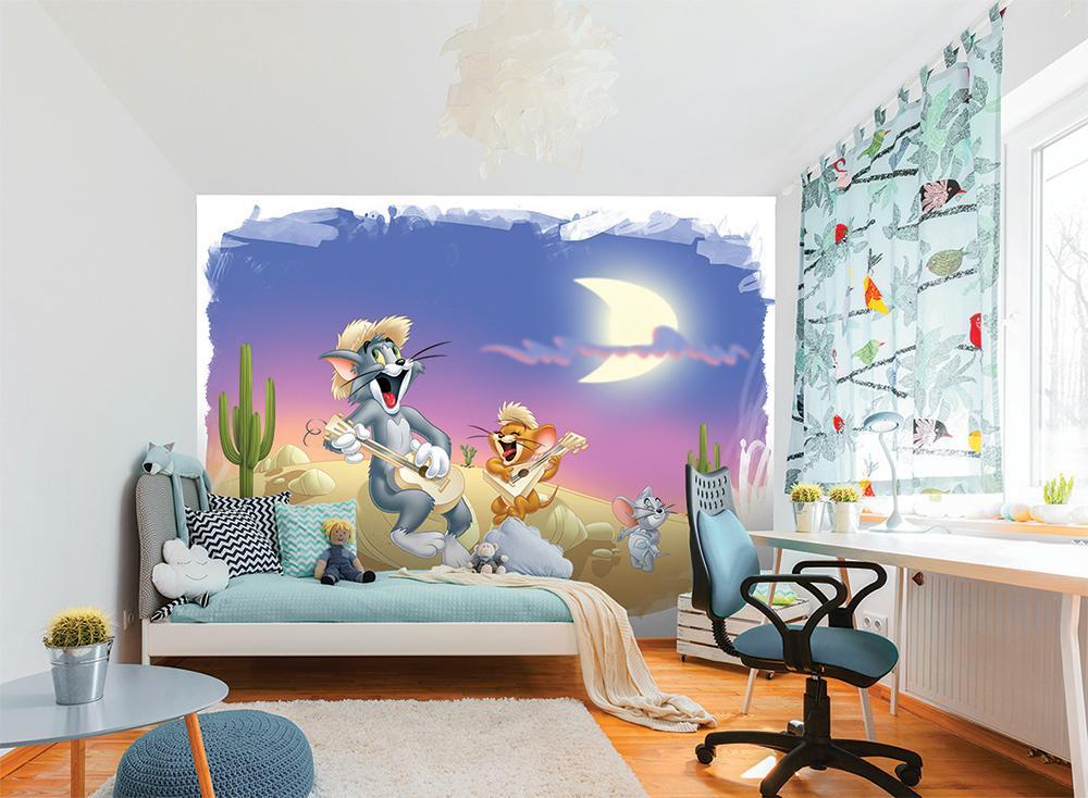 Fondo de pantalla panorámico de dibujos animados de Tom y Jerry: noche musical en Texas