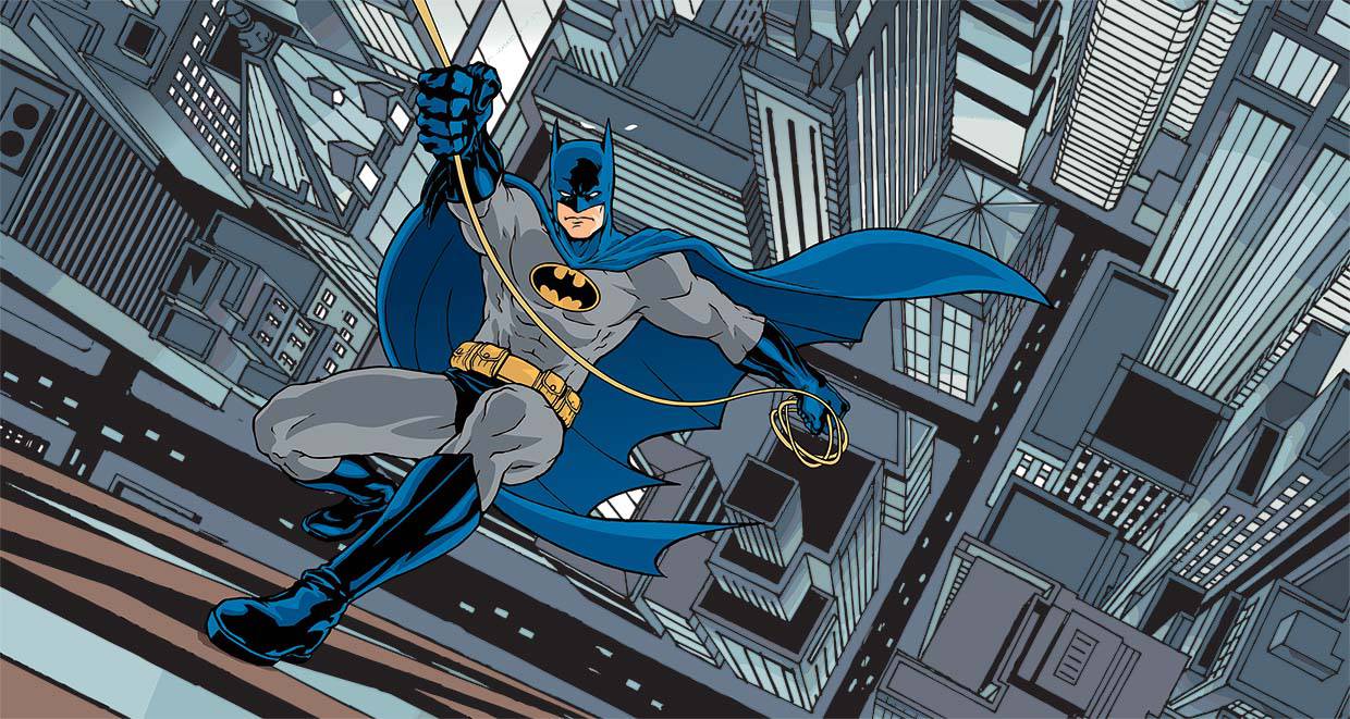 Papier peint panoramique héro batman BD escalade tower city - papier peint sur mesure francais - muralconcept
