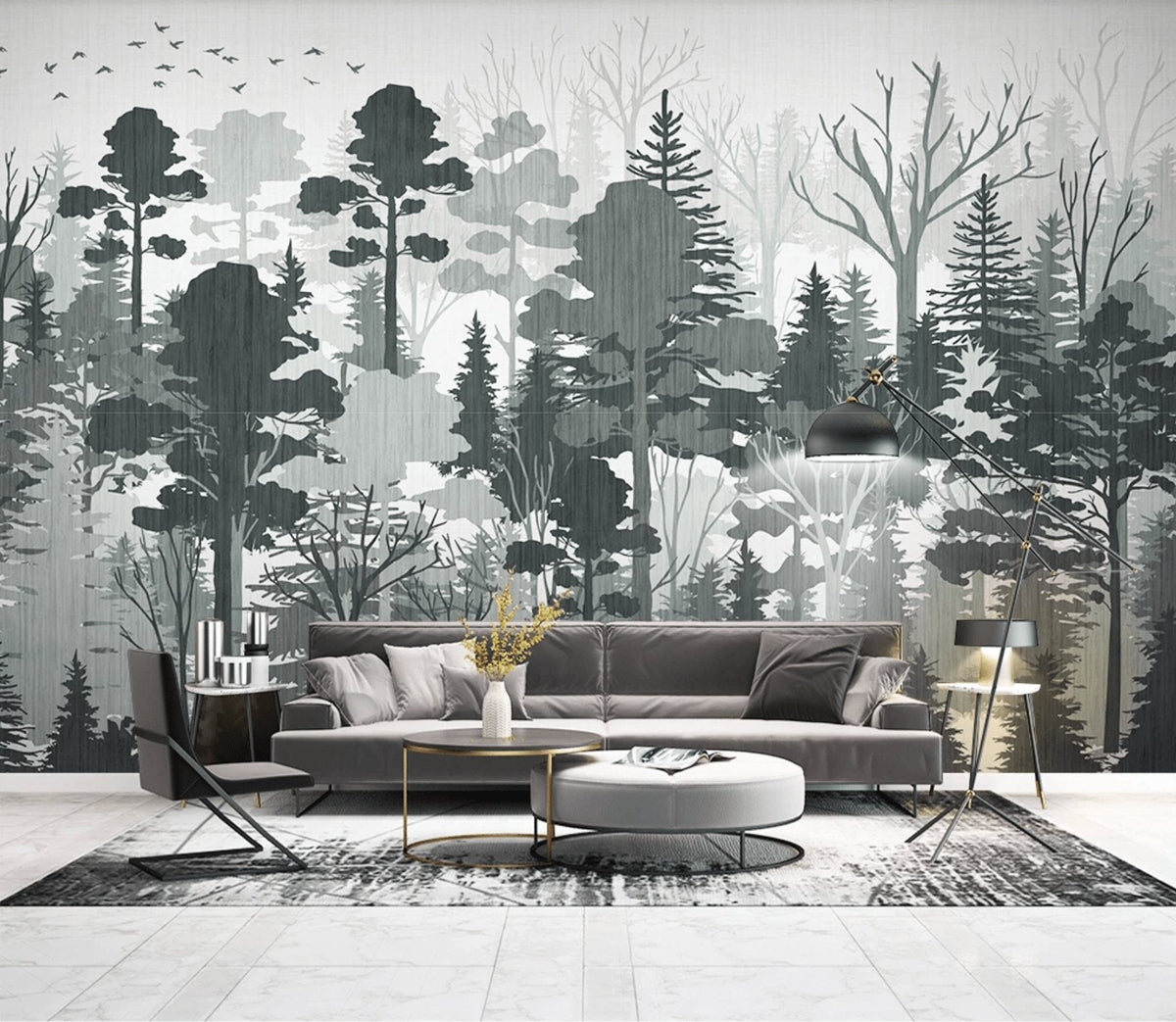 Papel pintado Panoramic nature forest green