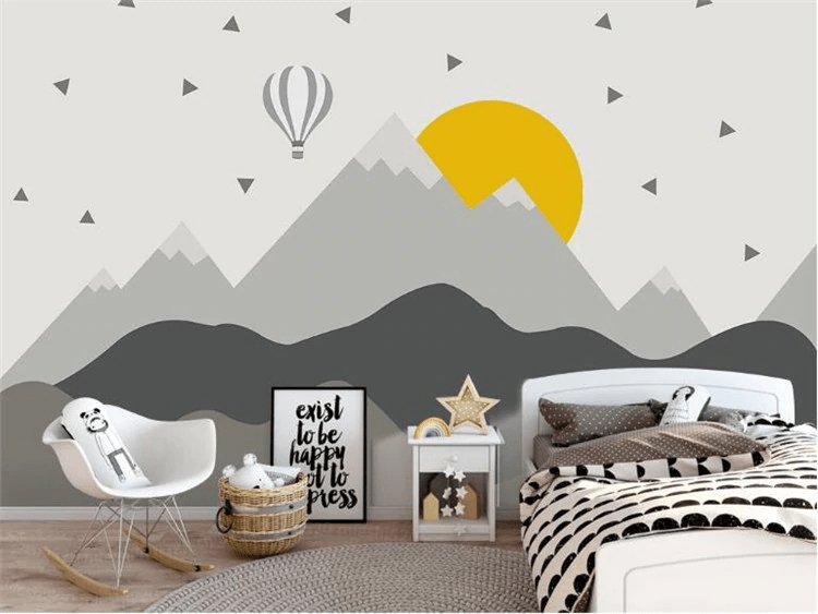 Papel pintado panorámico de montaña escandinava para niños