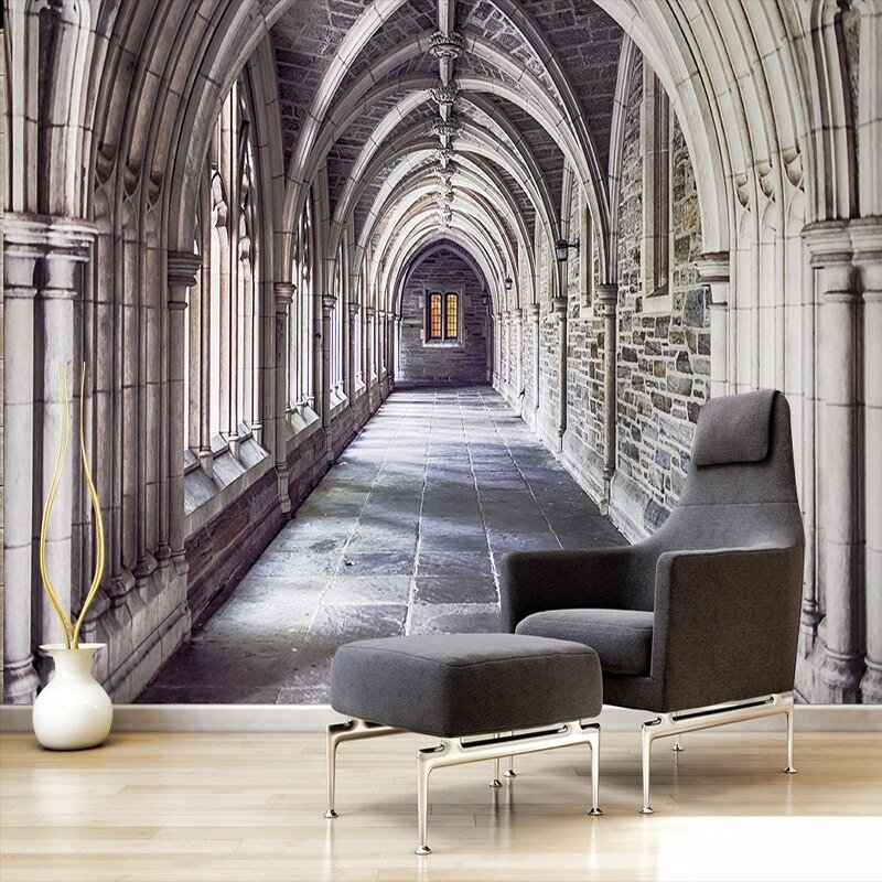 Fondo de pantalla con efecto trampantojo en la alcoba de la catedral parisina