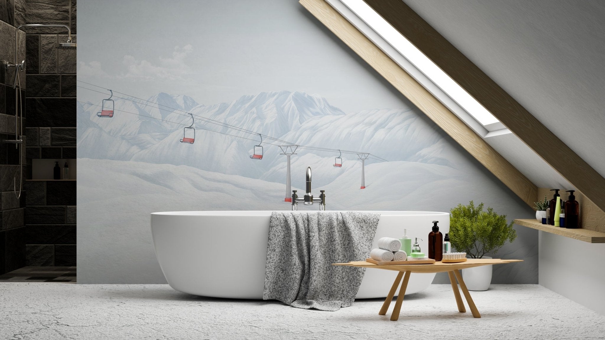 Papier peint panoramique Alpe Huez, mural concept, tendance