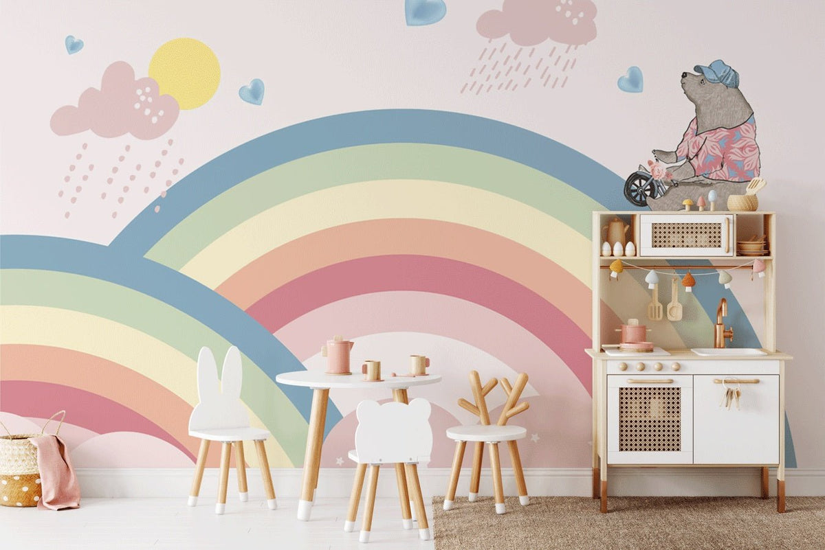 Papel pintado infantil arco iris francés