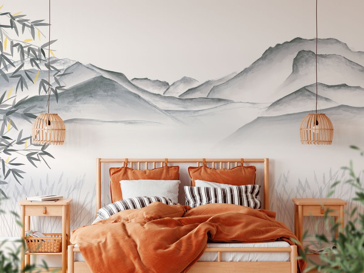 Papel pintado artístico Annecy entre lago y montañas GRIS