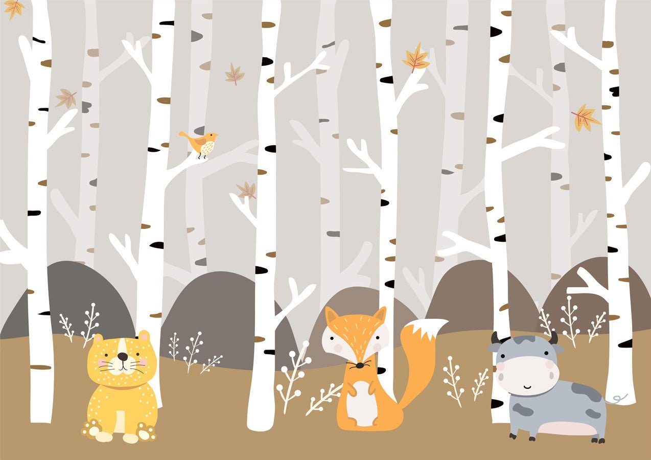 Papier peint chambre bébé animaux dans la forêt - Muralconceptpapier_peint_sur_mesure