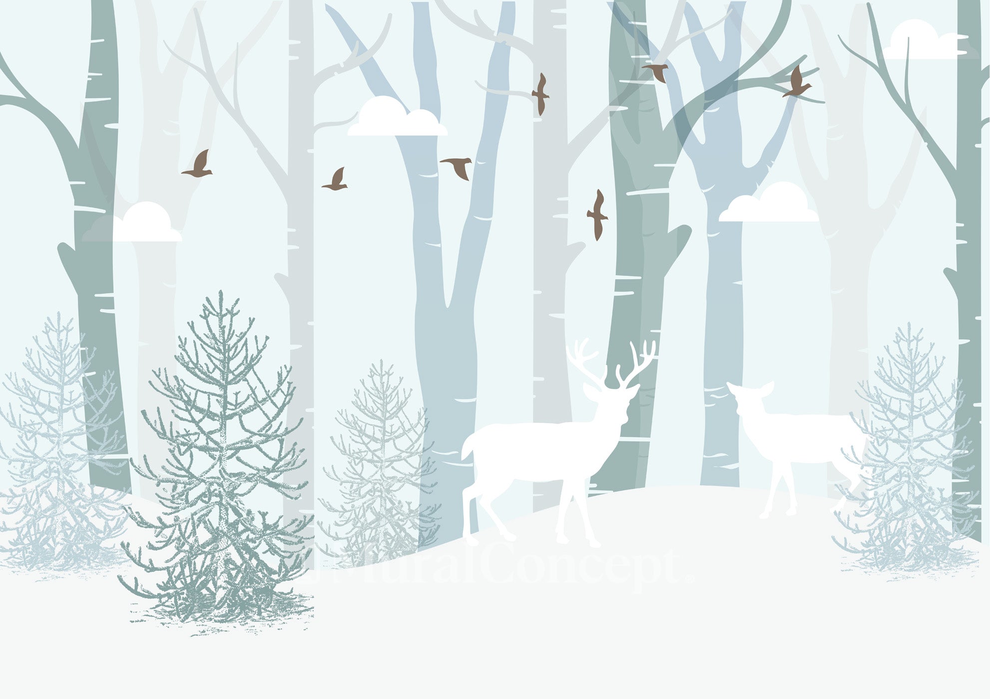 Papier peint chambre enfant Laponie - panoramique français