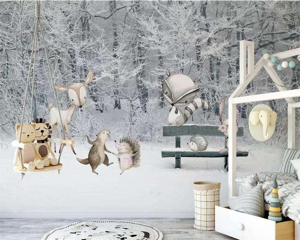 Fondo de pantalla de animales con decoración de invierno