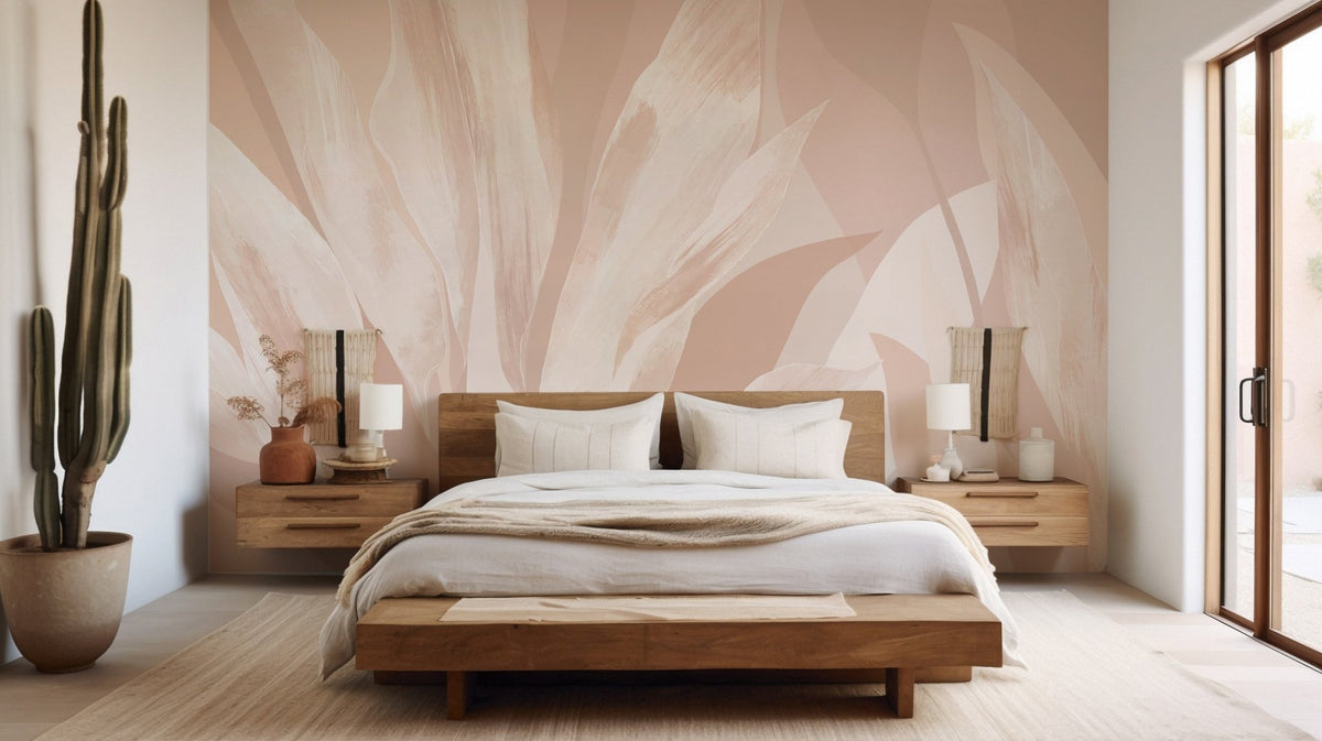 Papel pintado de tela floral nude