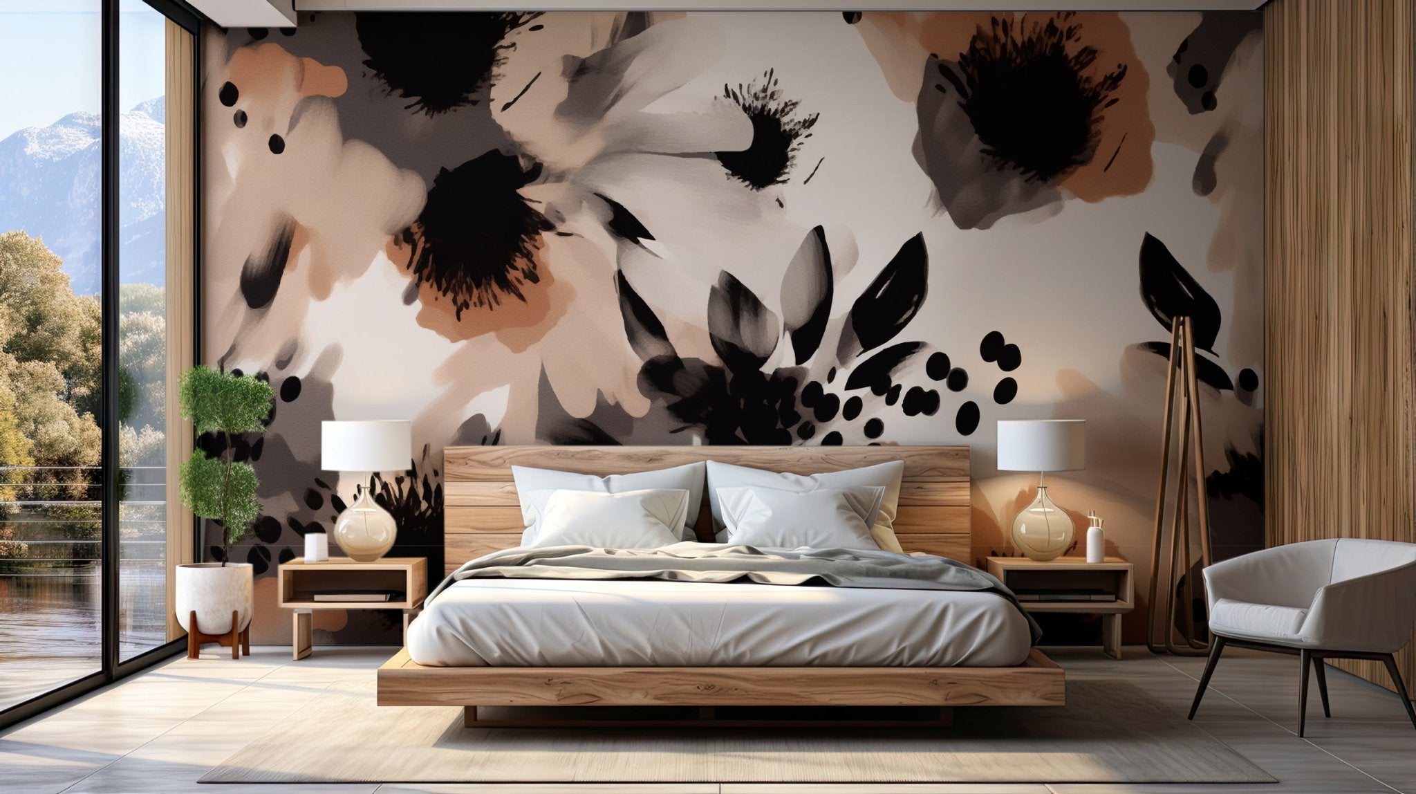 Papier peint fleur hypnotique, mural concept, tendance