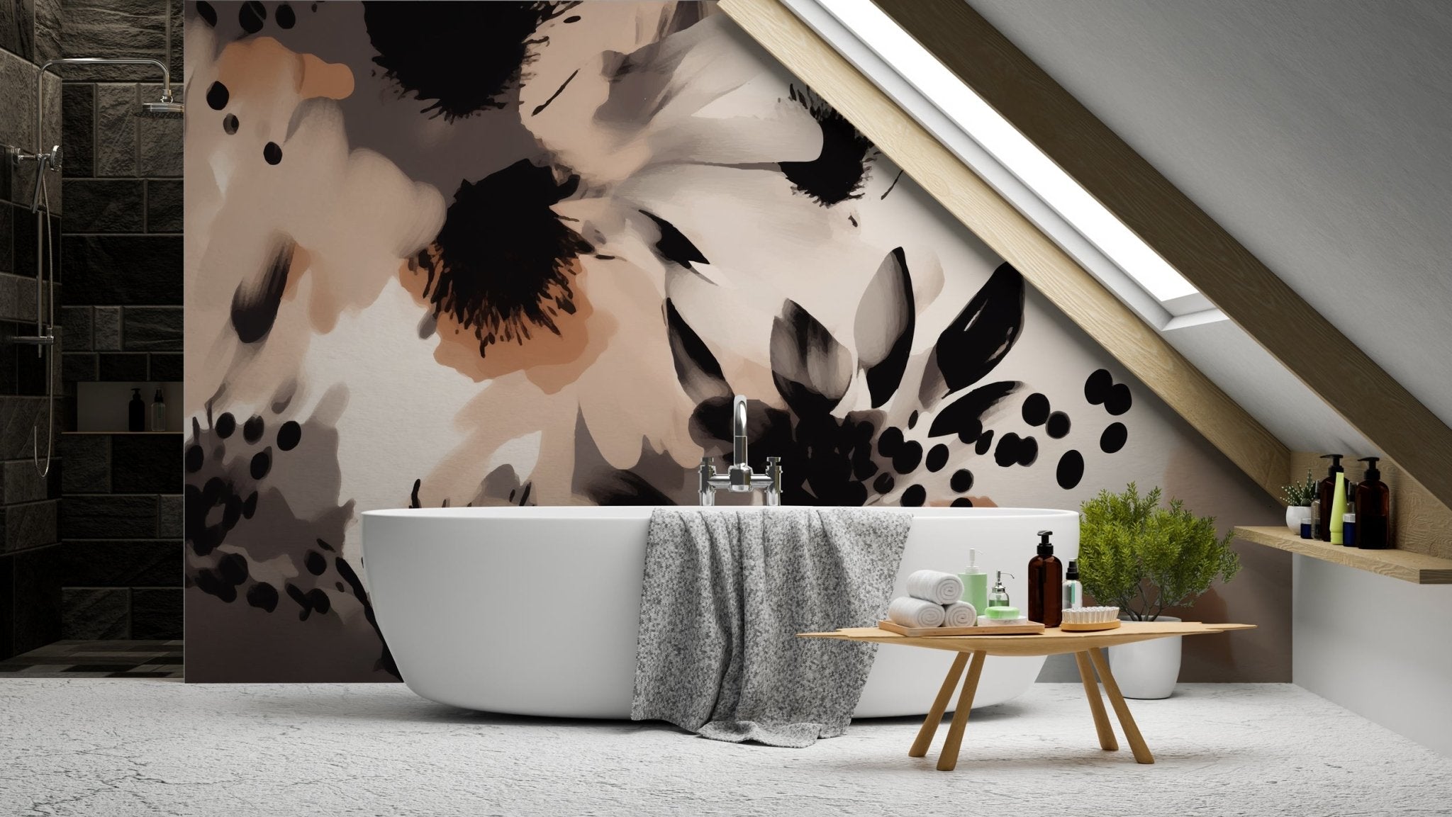 Papier peint fleur hypnotique, mural concept, tendance