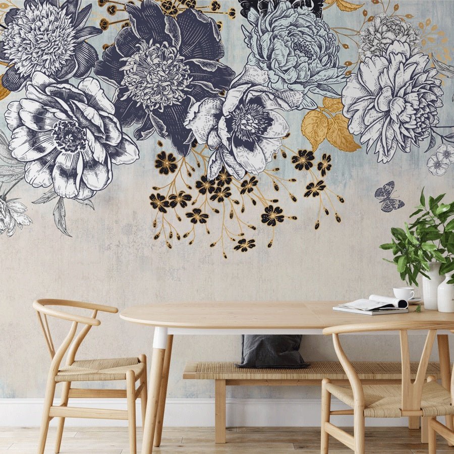 Papel pintado floral retro