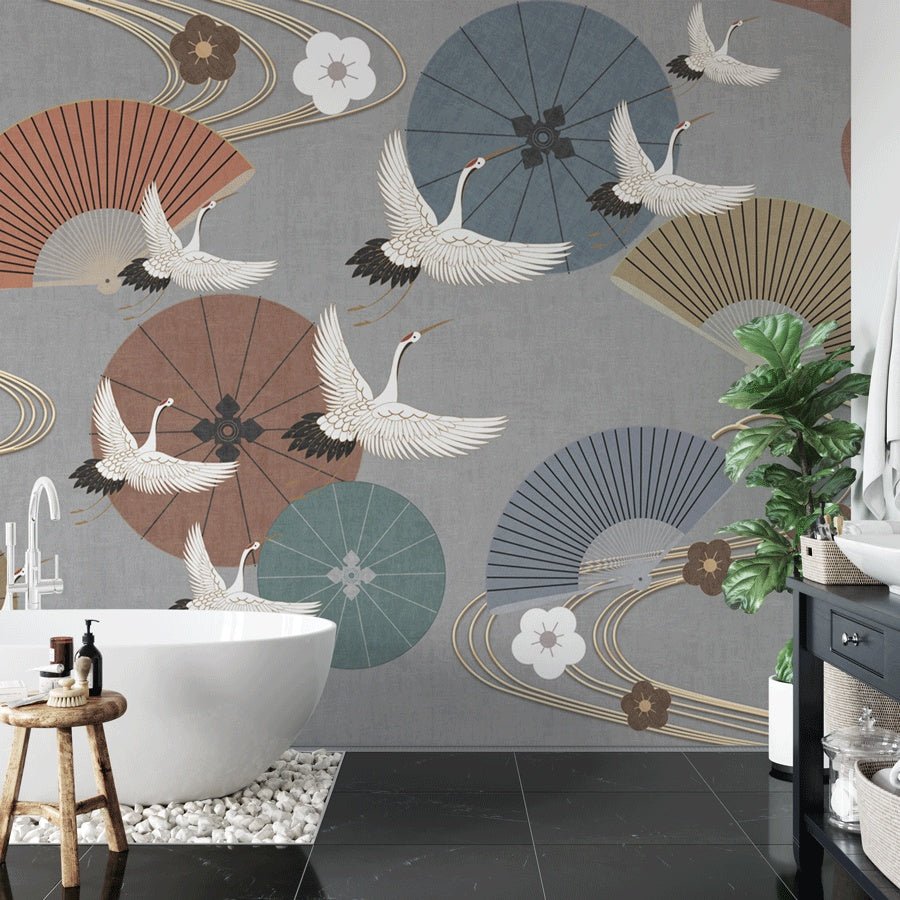 Papier peint grue asiatique zen - Muralconceptpapier_peint_sur_mesure