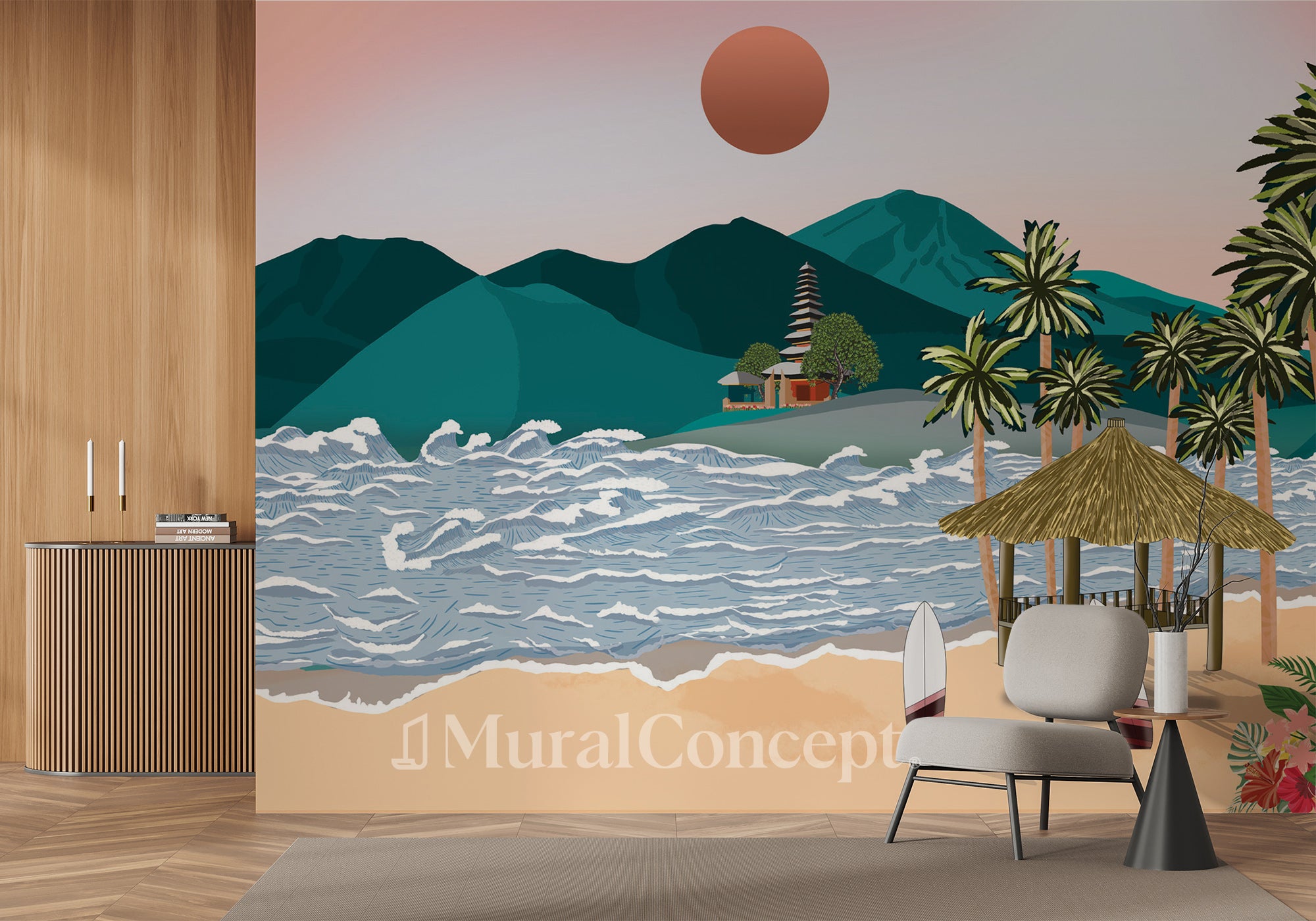 Papier peint illustration Bali inspiration - panoramique français