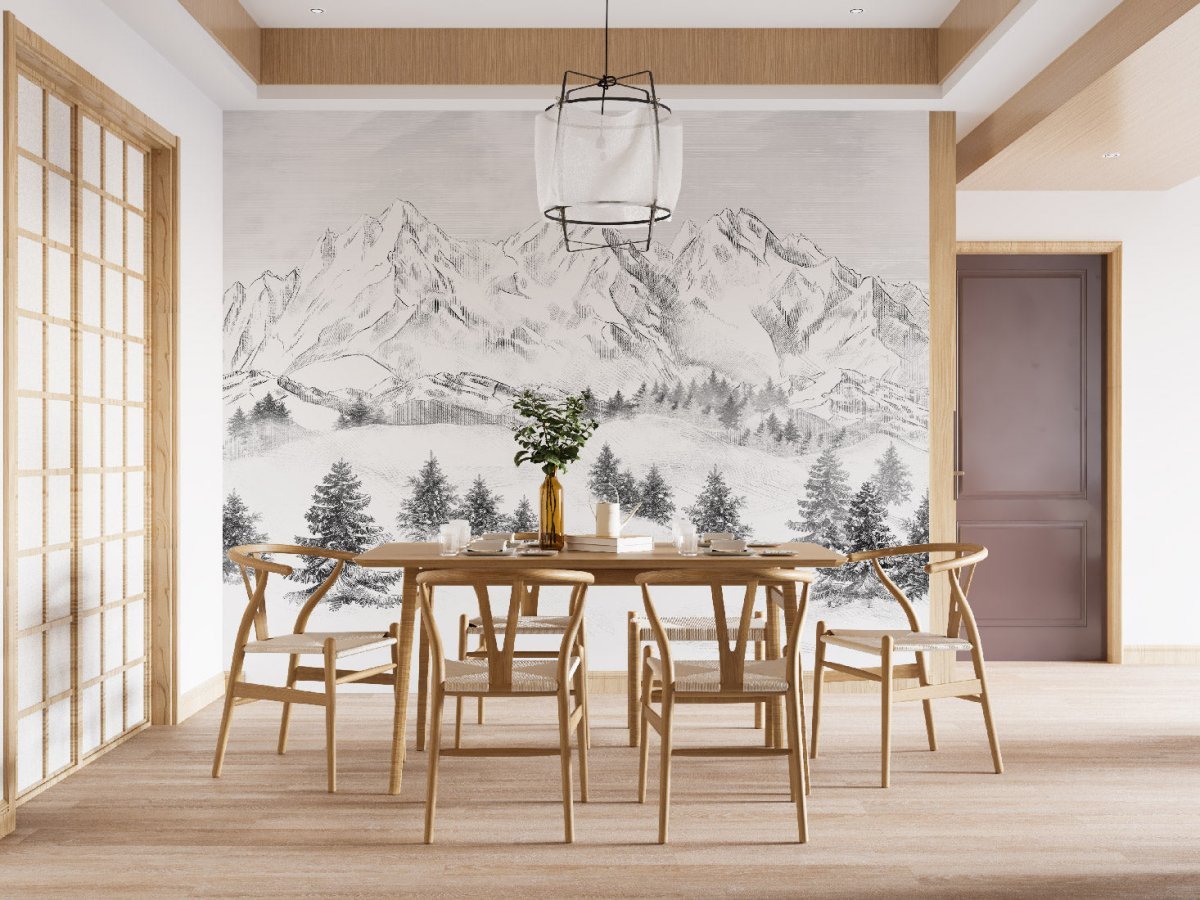 Papier peint montagne sommets de Chamonix - papier peint sur mesure francais - muralconcept