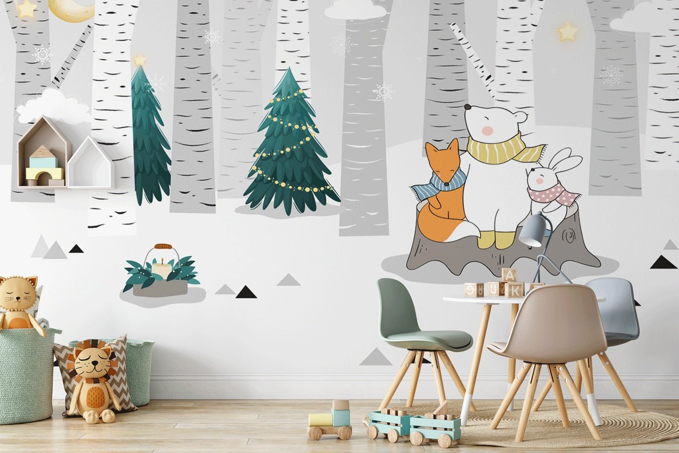 Papier peint ours polaire forêt neige - Muralconceptpapier_peint_sur_mesure