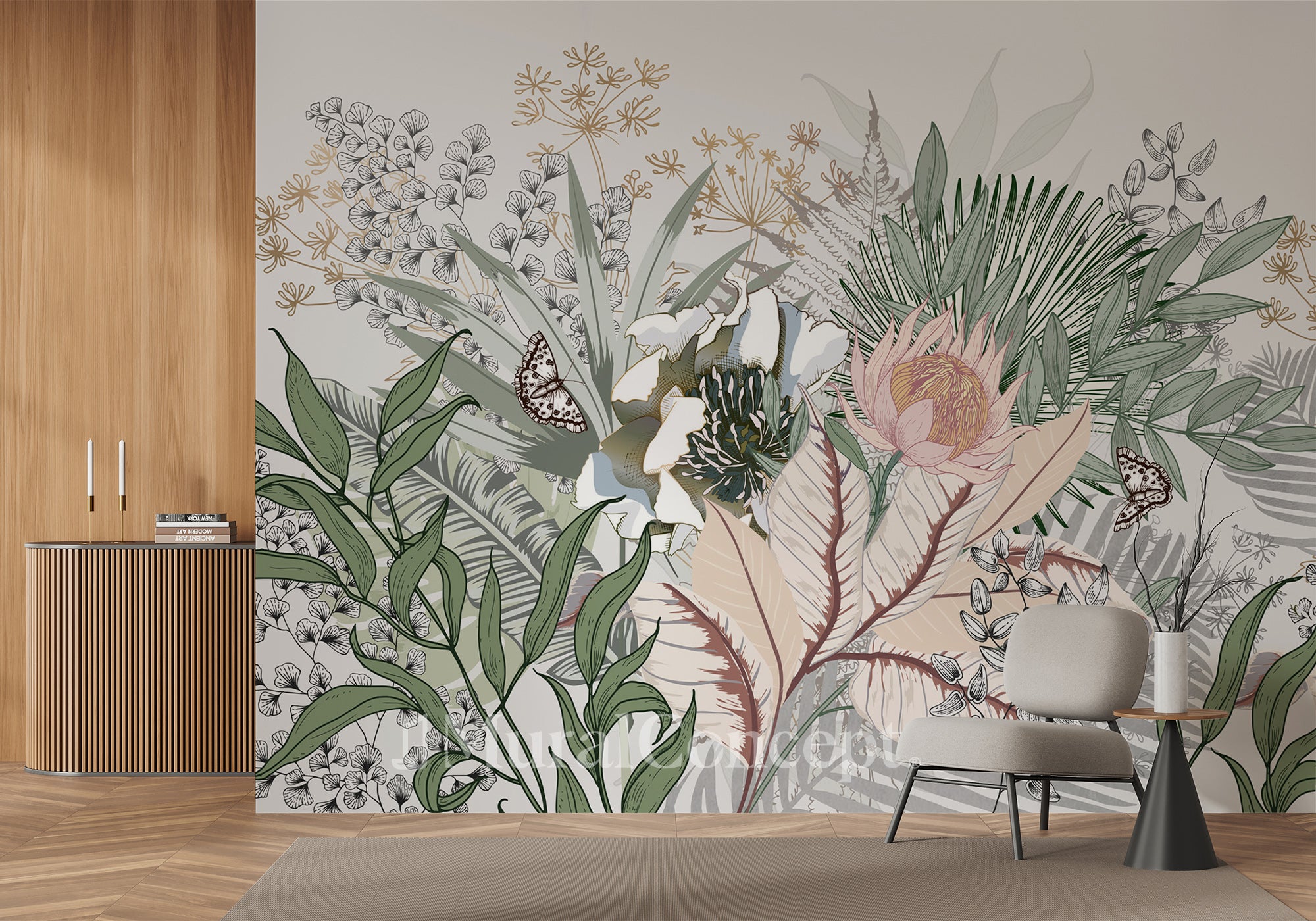 Papier peint panoramique floral botanic - panoramique français