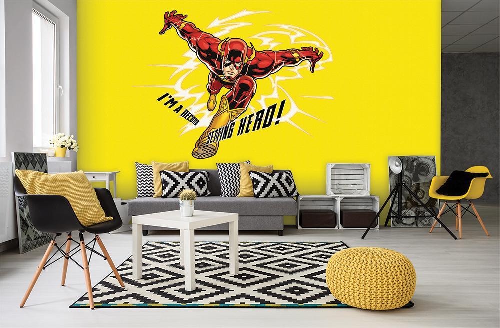 Papel pintado panorámico héroe flash velocidad grabar BD amarillo