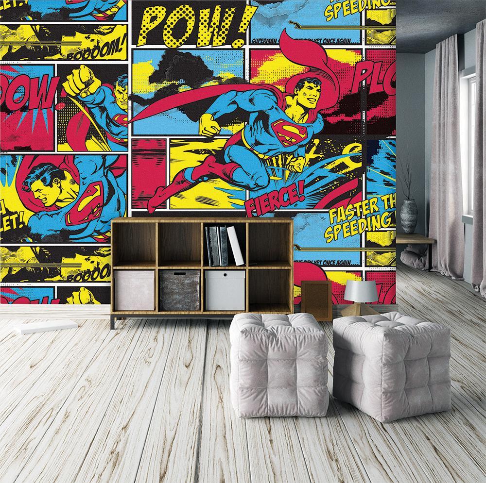 Papel pintado colorido panorámico héroe superman cómic aventura