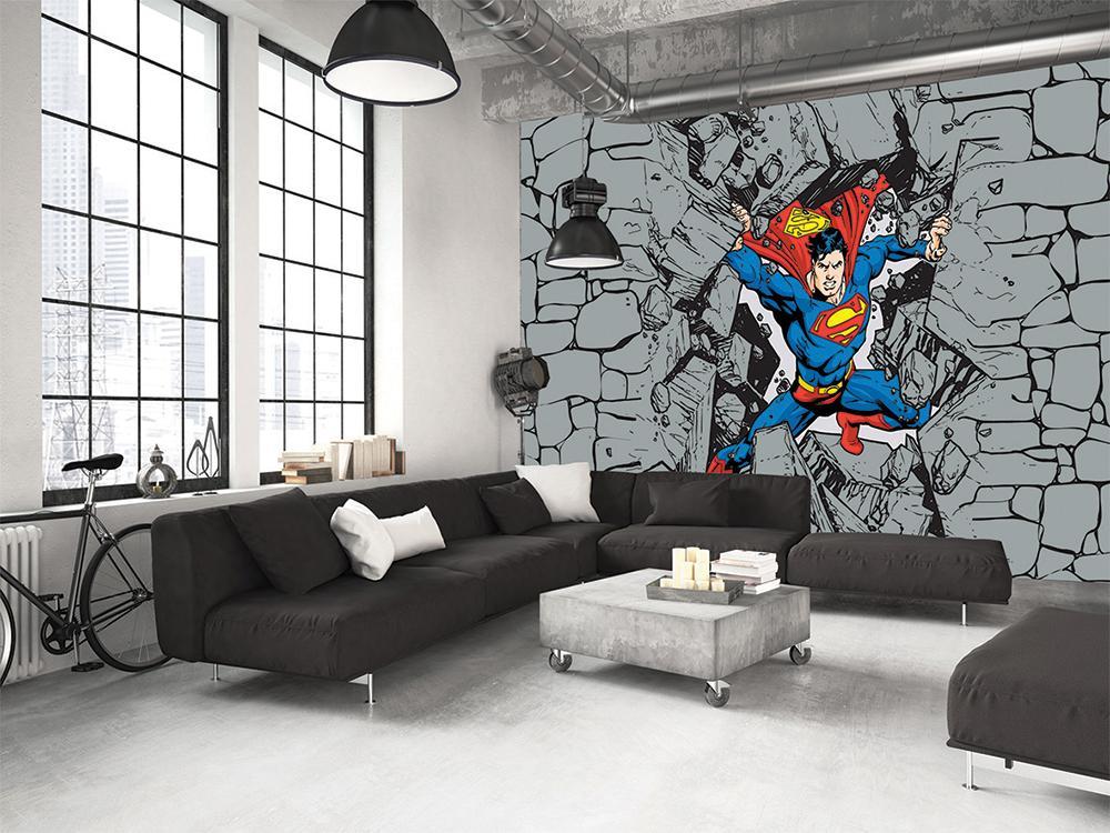 Wallpaper panorámica héroe superman cómic demolición fuerza pared