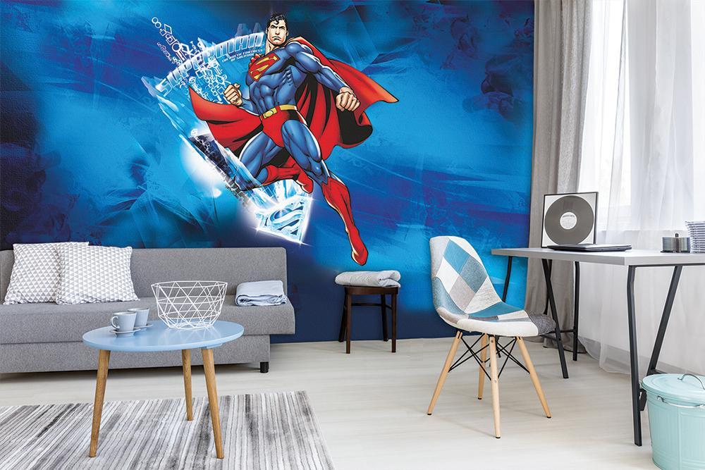 Hero superman comic vintage papel pintado panoramico despegue inmediato azul