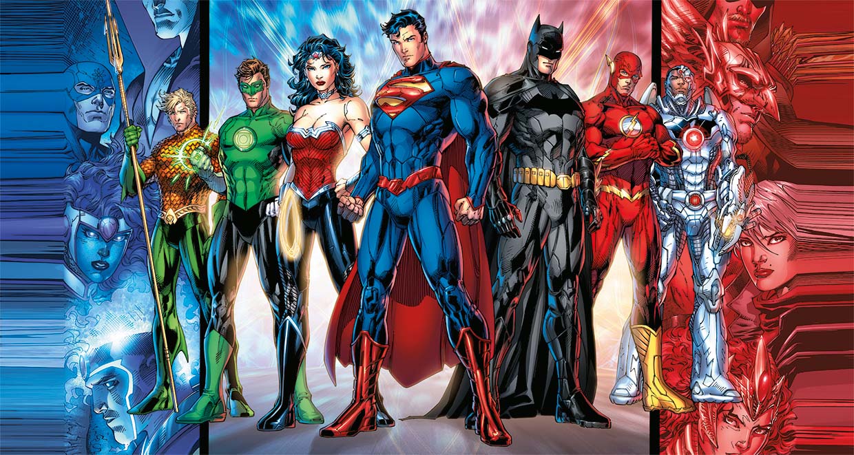 Papier peint panoramique justice league héro BD l'équipe des justiciers - papier peint sur mesure francais - muralconcept