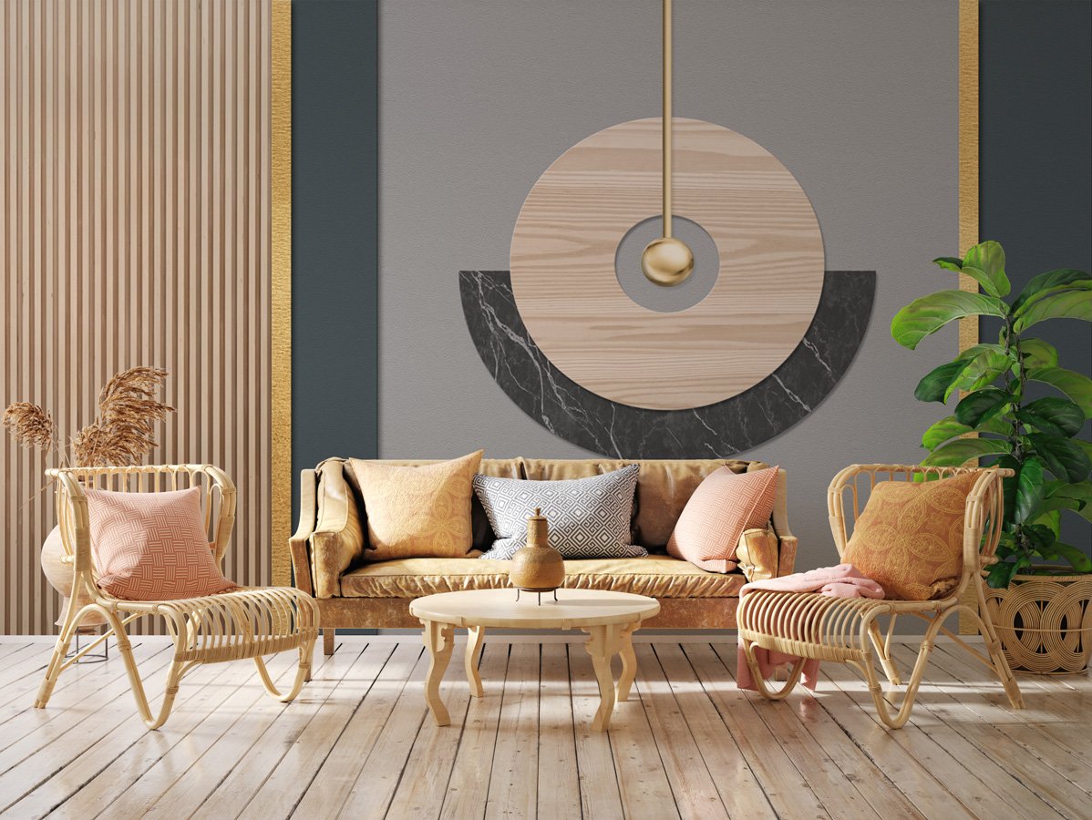 Papier peint panoramique lambris claustra design - papier peint sur mesure francais - muralconcept