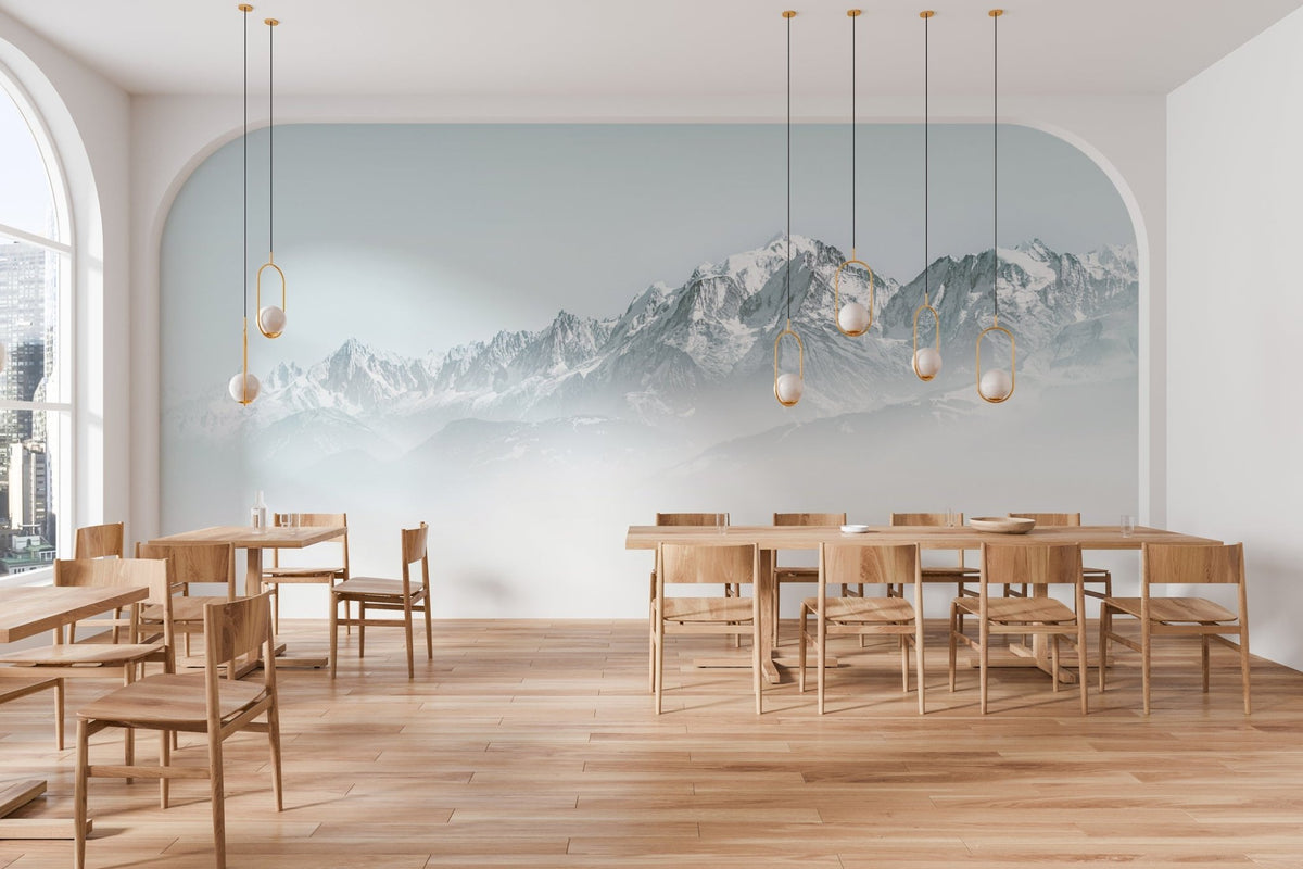 Papel pintado Mont Blanc en la niebla azul