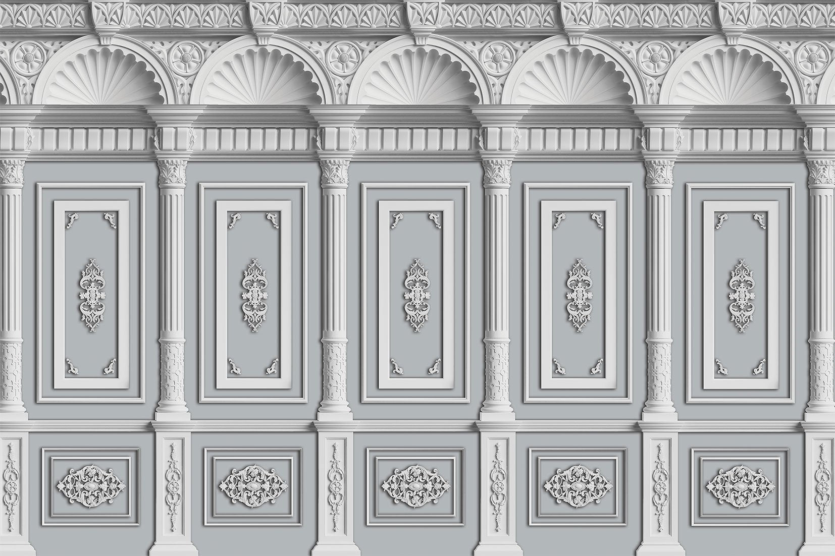 Papier peint panoramique moulure Haussmanienne Architecturale - papier peint sur mesure francais - muralconcept