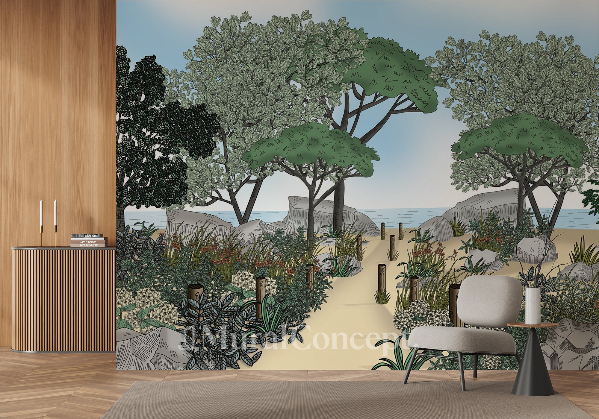 Papier peint paysage France bord de mer - panoramique français