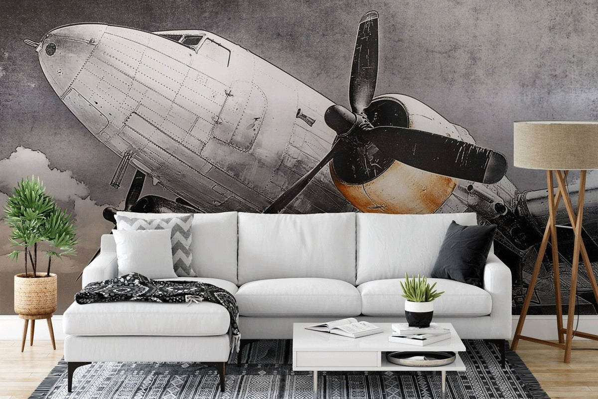 Papel pintado realista de aviación de época