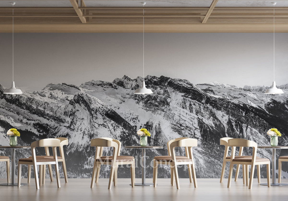 Papel pintado restaurante montaña gran macizo
